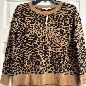 LOFT Black and Tan Animal Print Sweater